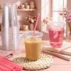Ziliny 25 Sets Clear Plastic Cups with Heart Shaped Straws and Lids, Disposable Iced Coffee Cups Drinking PET for Cold Drinks, Valentine's Galentine's Day Bridal Baby Showers Party (16 oz,Transparent) view 3