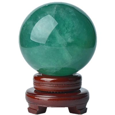 UNYQBFKM Mint to Emerald Green Crystal Ball Natural Gemstone Sphere for Heart Chakra Balance, Emotional Healing, Stress Relief, Growth, Meditation & Positive Energy Feng Shui Decor,150MM