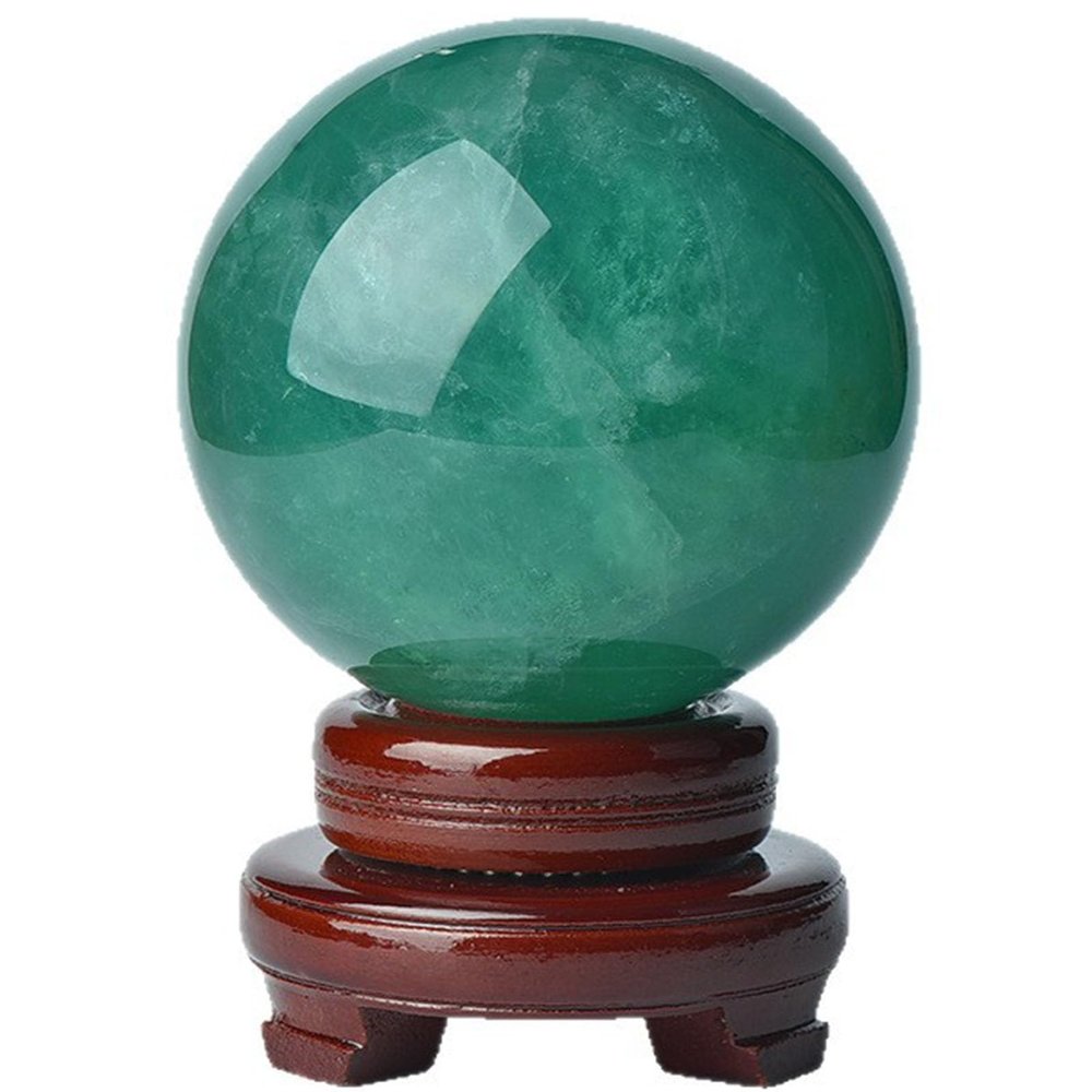 UNYQBFKM Mint to Emerald Green Crystal Ball Natural Gemstone Sphere for Heart Chakra Balance, Emotional Healing, Stress Relief, Growth, Meditation & Positive Energy Feng Shui Decor,150MM