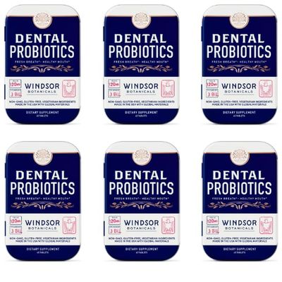 6-PACK Dental Probiotics for Teeth and Gums - 3BN CFU Lactobacillus Salivarius Acidophilus Tablets - Oral Probiotics for Mouth Bad Breath Treatment for Adults - 270 Chewable Dental Probiotic in a Tin
