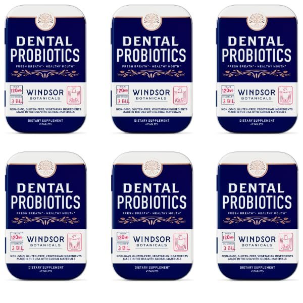6-PACK Dental Probiotics for Teeth and Gums - 3BN CFU Lactobacillus Salivarius Acidophilus Tablets - Oral Probiotics for Mouth Bad Breath Treatment for Adults - 270 Chewable Dental Probiotic in a Tin