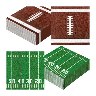 100PCS Large Football Celebration Napkins with Two Different Sports Designs Great for Birthday Decorations Football Fan Party Accessories