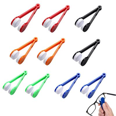 10 Pcs Lens Cleaning Tongs, Mini Microfiber Eyeglass Cleaner Clip, Portable Reusable Sunglasses Cleaner Tool with Soft Brush for Eyeglasses, Sunglasses and All Lens Types (Mix)