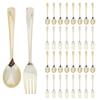 TIDTALEO Gold Disposable Cutlery Set 50pcs Thickened Plastic Forks and Spoons Heavy Duty Polished Gold Utensils for Wedding Birthday Christmas Party Catering view 1
