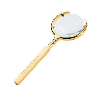 SECFOU 8X Handheld Magnifier with Handle Gold Crescent Lens Paper Reading Inspection Magnifying Glass for Seniors Exploration