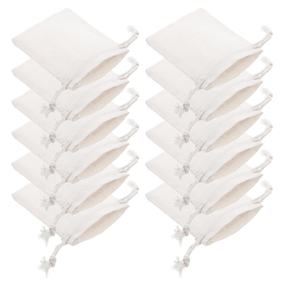 BCOATH 24pcs Cotton Drawstring Pouches 7x9cm Small Fabric Bags Reusable Party Favor Storage Bags for Wrapping and Craft Supplies