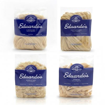 Eduardo's San Francisco Collection, Artisan Egg Pasta Variety Bundle, Hand-Laminated & Bronze-Drawn, Ambient Temperature Slow Dried Since 1977, 12oz x 4 Shapes