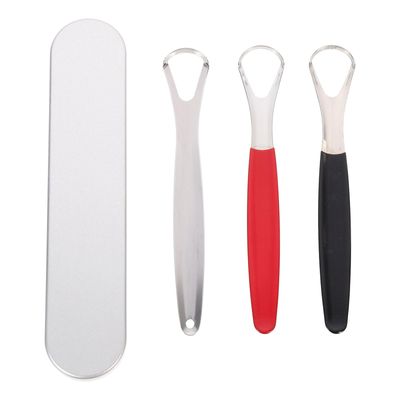 BIUDECO 3pcs Stainless Steel Tongue Scraper for Adults with Case, Oral Cleaning Tool for Bad Breath Care and Fresh Breath, Sturdy Tongue Cleaner for Personal Hygiene and Daily Oral Care