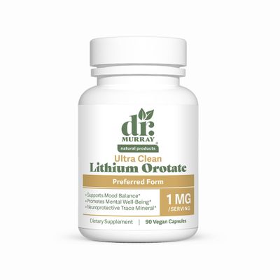 Dr. Murray's Lithium Orotate 1 mg Vegan Capsules, Mood Support, 90 Count