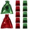 SEWOART 12pcs Foil Christmas Drawstring Bags Glitter Holiday Candy Pouches with Ribbon Ties for Party Favor Wrapping and Packaging view 1