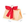 Ipetboom 10 Sets Portable Candy Boxes with Handle Small Ivory Paper Boxes Triangular Wedding Favor Holders with Burgundy Ribbon for Bridal Shower Party view 2