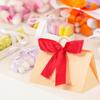 Ipetboom 10 Sets Portable Candy Boxes with Handle Small Ivory Paper Boxes Triangular Wedding Favor Holders with Burgundy Ribbon for Bridal Shower Party view 4