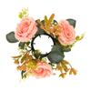 BIUDECO Artificial Floral Candle Wreath Tabletop Centerpiece Light Pink Wedding Flower Candle Rings Decorative Home Decor Accent view 1