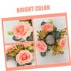 BIUDECO Artificial Floral Candle Wreath Tabletop Centerpiece Light Pink Wedding Flower Candle Rings Decorative Home Decor Accent view 3