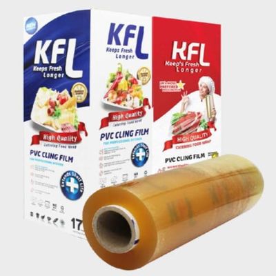 KFL PVC Cling Film for Food Wrapping with Serrated Cutter, Microwave Safe, BPA Free, 17" x 4000', 1 Pack