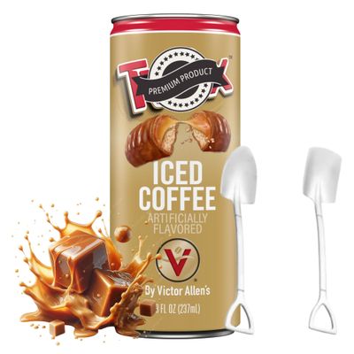 Chocolate Caramel Iced Coffee Drink, Ready to Drink Coffee Beverage, Sweet Creamy Cold Can, 8 fl oz with Dumbass Coffee Mini Metal Shovel Spoons (Caramel Flavor) Shovel Spoons