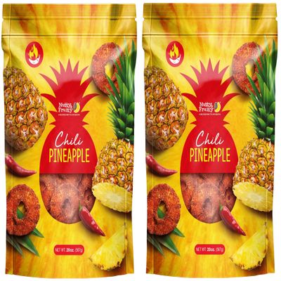 (2 Bags) Nutty & Fruity Spicy Chili Pineapple, 20 Ounce