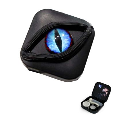 Contact Lens Cases Halloween Scary Eye Personality Contact Storage Box with Mirror Tweezers & Suction StickNo Contain Contact LensTravel Portable Lens Organizer BoxD