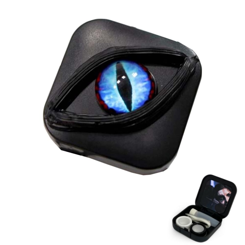 Contact Lens Cases Halloween Scary Eye Personality Contact Storage Box with Mirror Tweezers & Suction StickNo Contain Contact LensTravel Portable Lens Organizer BoxD