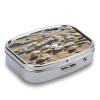 Ocean Beach Mussel Pearl Pill Organizer Metal Pill Case with 2 Compartments Small Pill Box Medication Holder Travel Pill Container Square Medicine Organizer Portable Medicine Box view 3