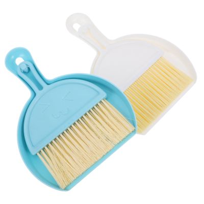 VICASKY Mini Broom and Dustpan Set, Handheld Crumb Sweeper with Brush, Portable 2pcs Cleaning Kit for Home, Table, Sofa, Keyboard Blue and White