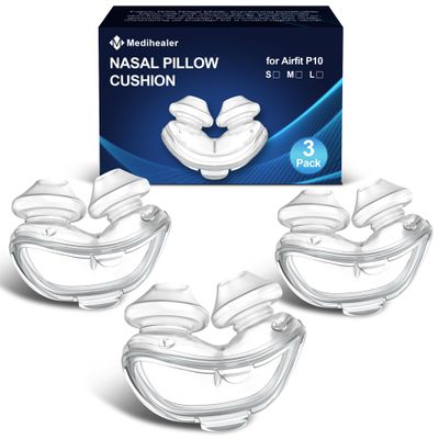 3 Pack P10 Nasal Pillow Cushion for Airfit P10, Ultra-Soft Silicone Nasal Pillow Compatible with AirFit P10,Great Value CPAP Supplies by Medihealer-S