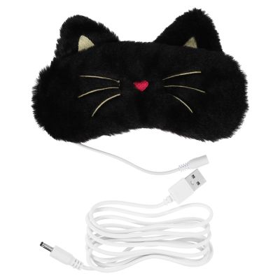 HOMSFOU Heated Eye Mask USB Powered 3D Cartoon Cat Design Light Blocking Sleep Blindfold Warm Steam Compress Eye Warmer for Relaxation and Travel