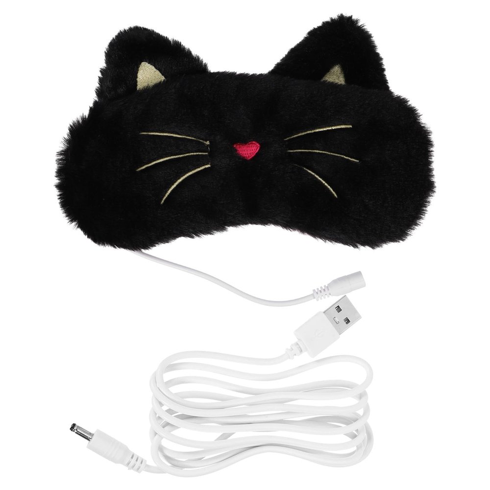 HOMSFOU Heated Eye Mask USB Powered 3D Cartoon Cat Design Light Blocking Sleep Blindfold Warm Steam Compress Eye Warmer for Relaxation and Travel