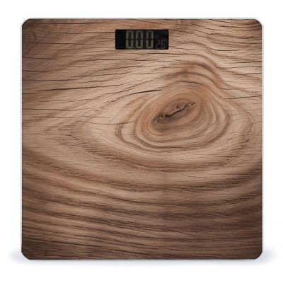 Wood Grain Scale for Body Weight Anti-Slip Tempered Glass Digital Bathroom Scales Clear LCD Display Weighing Scale Safe Rounded Corners Smart Scales