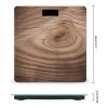 Wood Grain Scale for Body Weight Anti-Slip Tempered Glass Digital Bathroom Scales Clear LCD Display Weighing Scale Safe Rounded Corners Smart Scales view 2