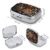 Leopard Face Pill Organizer Metal Pill Case with 2 Compartments Small Pill Box Medication Holder Travel Pill Container Square Medicine Organizer Portable Medicine Box view 2