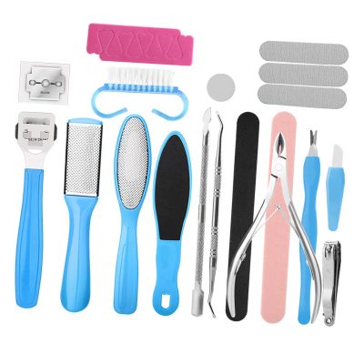Eminchu 19 Piece Pedicure Tools Set, Dead Skin Removal Foot Care Kit, At Home Salon Tool Set with Professional Use, Ideal for Men & Women, Blue