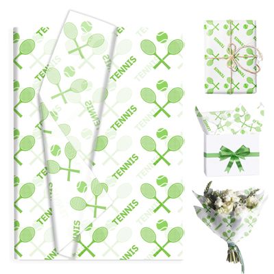 100 Sheets Tennis Tissue Papers, Sports Theme Gift Wrapping Paper Racket Print Tissue Papers Flowers Bouquet Packaging Paper for Birthday Graduation Sport Party Favors DIY Crafts Supplies