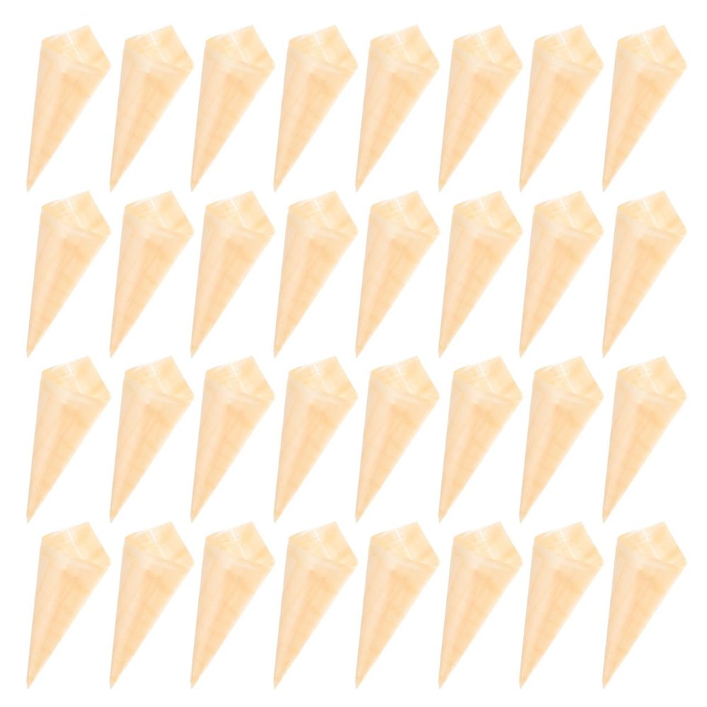 PRETYZOOM 50pcs Biodegradable Wood Ice Cream Cones 6.0cm X 8.0cm Disposable Candy Cones Cups for Parties and Desserts Safe Packaging