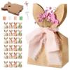 12/24 Set Easter Bunny Kraft Gift Bags, Cute Bunny Easter Bags for goodies, DIY Bunnys Gift Boxes with Ribbon & Flower (24 PCS) view 1