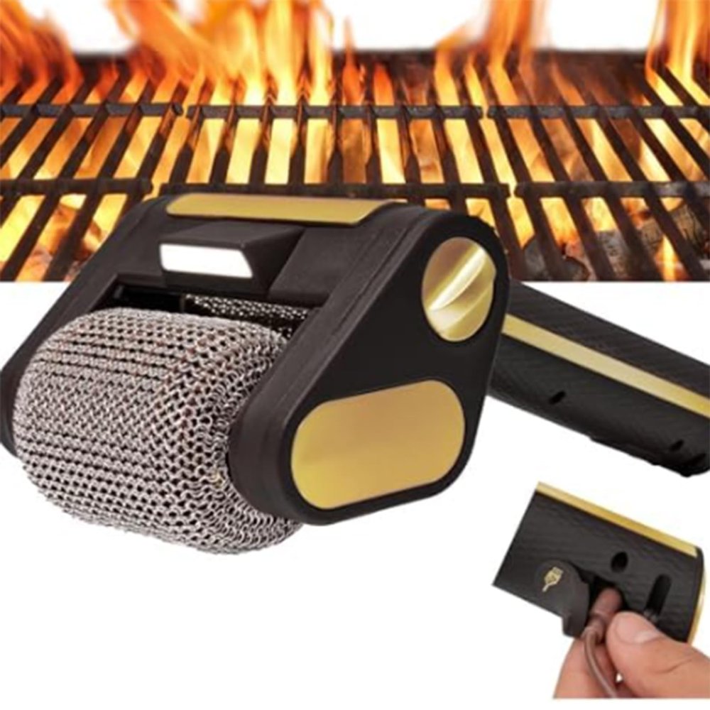 Acivirdde Cordless Electric BBQ Grill Cleaner, with Its Rechargeable BBQ Brush and Stainless Steel Wheels, is Ideal for Outdoor Cooking.