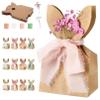 12/24 Set Easter Bunny Kraft Gift Bags, Cute Bunny Easter Bags for goodies, DIY Bunnys Gift Boxes with Ribbon & Flower (12 PCS) view 1