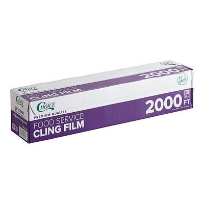 Commercial Foodservice Plastic Wrap with Serrated Cutter Standard Duty Cling Film Roll for Restaurants & Kitchens Available in 24" x 2000', 18" x 2000', and 18" x 3000 (24" 2000')