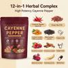 Cayenne Pepper 3000mg, 12-in-1 Herbal Supplement with D3, K2, Turmeric, Ginger, 240 Softgels, Gluten Free, Non-GMO for Digestive & Gut Support, Energy & Bone Health view 2