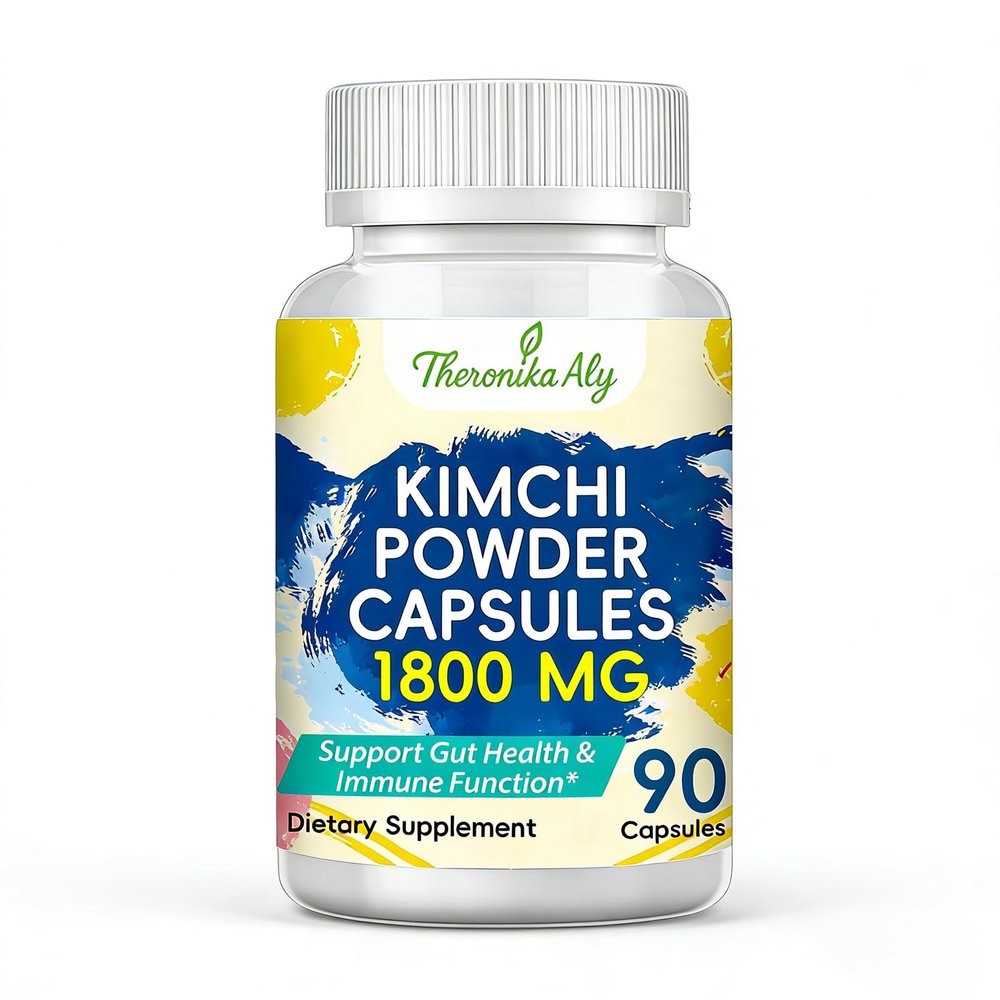 Kimchi Probiotic Capsules, Fermented Kimchi Powder with 10 Billion CFU Probiotics & Prebiotic Inulin, Gut Health & Digestive Support, Fermented Vegetable Superfood Supplement, 90 Vegan Capsules