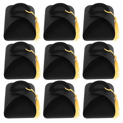SECFOU Graduation Cap Candy Boxes 50pcs Set with Tassel Decorative Wrapping Boxes Multi-function Graduation Party Favor Candy Holders Packaging