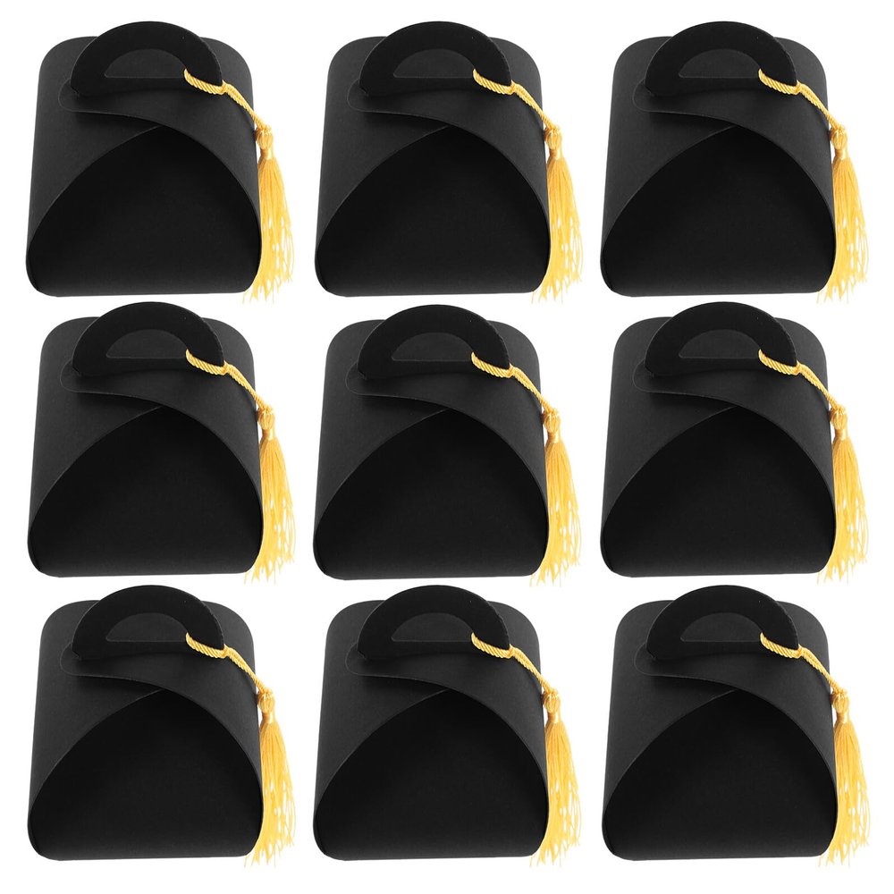 SECFOU Graduation Cap Candy Boxes 50pcs Set with Tassel Decorative Wrapping Boxes Multi-function Graduation Party Favor Candy Holders Packaging
