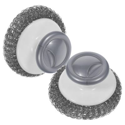 DOITOOL 2pcs Kitchen Dish Scrubber Brush with Handle Stainless Steel Pot and Pan Cleaning Brush for Cast Iron Cookware Scrub Suitable for Dishwashing and Kitchen Cleaning