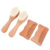 Gogogmee Woolen Brush and Beechwood Comb Set for Infants, 4pcs Scalp Grooming Kit with Soft Natural Bristles, Gentle Hair Care for Newborns and Babies view 1