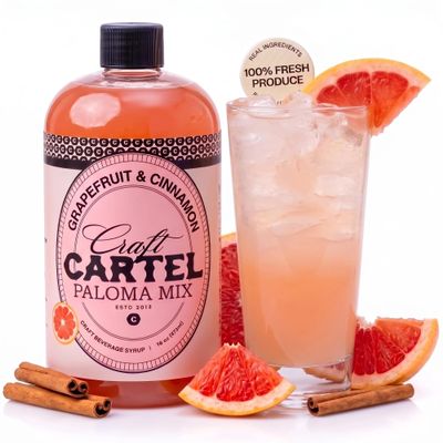 Craft Cartel Grapefruit & Cinnamon Cocktail Syrup Mixer, 16oz, Paloma Mix
