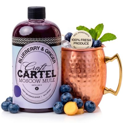 Craft Cartel Blueberry & Ginger Cocktail Syrup Mixer, 16oz, Moscow Mule Mix