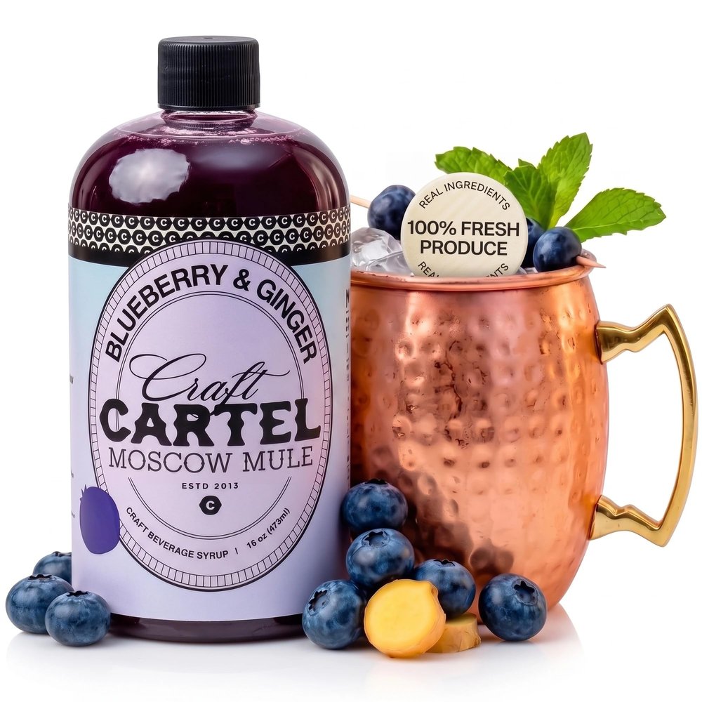 Craft Cartel Blueberry & Ginger Cocktail Syrup Mixer, 16oz, Moscow Mule Mix