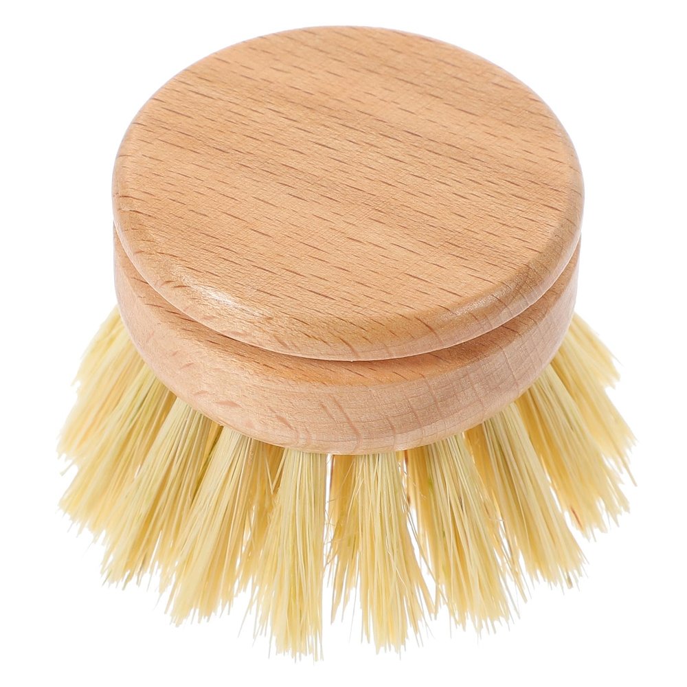 NUOBESTY Wood Handle Dish Washing Brush with Tampico Bristles, Rubber Wood Kitchen Scrub Brush for Pots and Pans, Oil-Resistant Sink Cleaner for Household Use