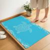 Indoor Doormat Front Door Mats, Bohemian Flowers Marine Life Absorbent Welcome Mat Non Slip Doormats for Entryway, Sea Turtle on Blue Background Washable Inside Floor Bath Rug 18x30 inches view 1