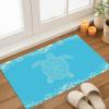 Indoor Doormat Front Door Mats, Bohemian Flowers Marine Life Absorbent Welcome Mat Non Slip Doormats for Entryway, Sea Turtle on Blue Background Washable Inside Floor Bath Rug 18x30 inches view 3